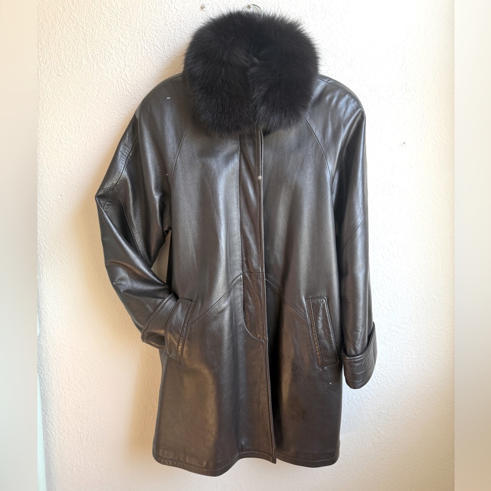 GIVENCHY Leather swing coat